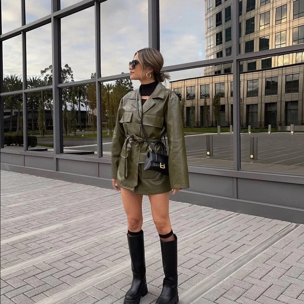 LOTUS OLIVE VEGAN LEATHER JACKET